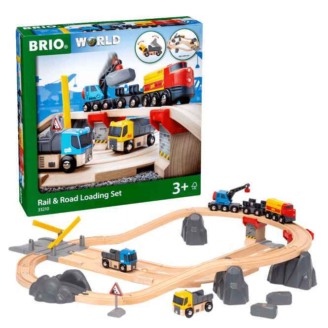 Hovedbilde BRIO® World Tog- og veibanesett med kran - 32 ...