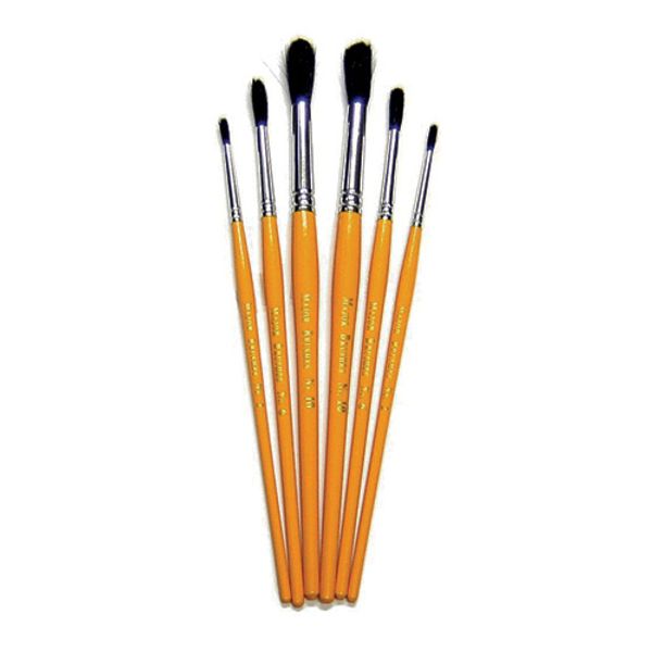 Myk naturhårspensel – Akvarell, gult skaft, Pakke à 50