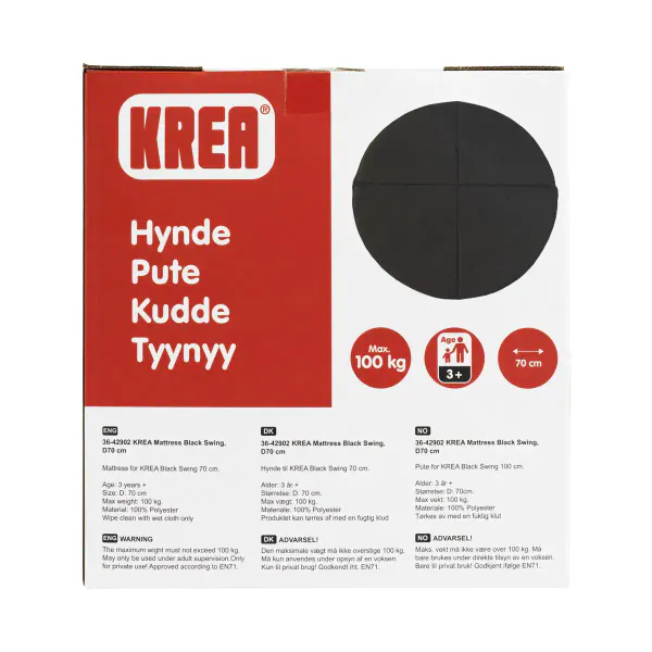 KREA Madrass til Svart Huske, Ø70 cm